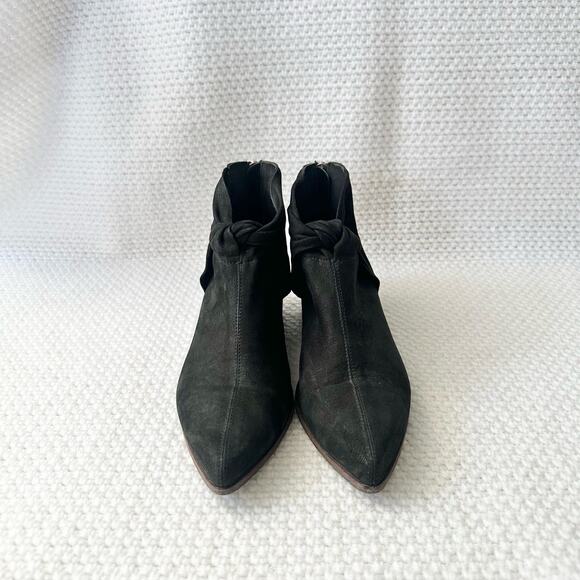 LD Tuttle The Marble Twist Knot Black Leather Pointed Ankle Boot Booties 37 - Picture 5 of 12